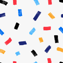 Seamless abstract paint pattern with artistic ink stains. Template Vector background with brushes strokes. Bold wavy grunge lines.  Seamless pattern colorful  hand drawn brush strokes vector.