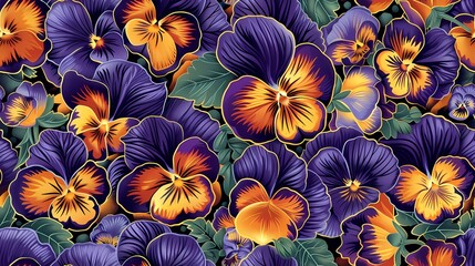 Vintage pansy bouquet illustration poster background