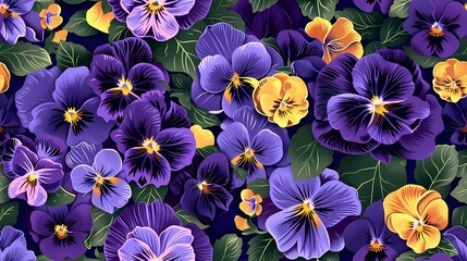 Fototapeta premium Vintage pansy bouquet illustration poster background