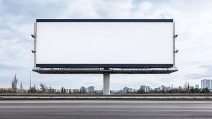 Obraz premium Blank Billboard Overlooking Cityscape and Highway