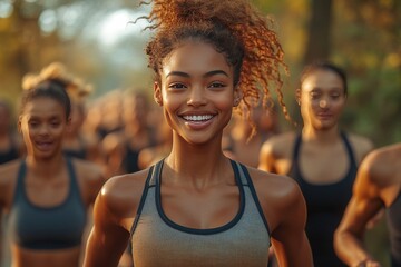 A group of runners in a city park. Generative AI