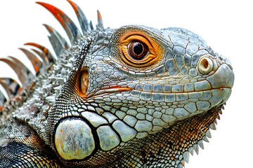 Fototapeta premium Green Iguana Portrait Detailed Head Close Up