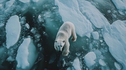 Polar Bear Walking on Arctic Sea Ice