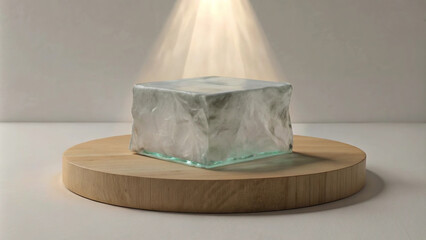 Warm lighting and a layered podium design make this space perfect for presentations.