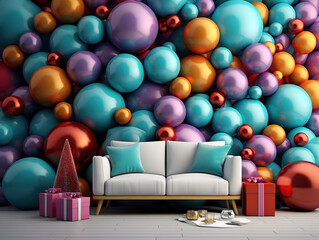 Exceptional Decorative Balloon Cluster Against Textured Backdrop