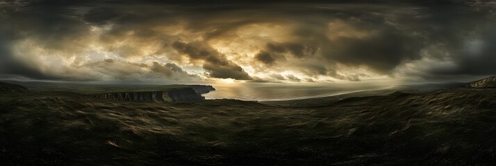 Obraz premium Dramatic Coastal Cliffscape Under a Cloudy Sky