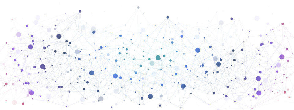 Geometric Abstract Network Background with Dots and Lines. Scientific Vector Illustration