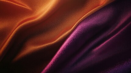 Obraz premium A close up of a purple and orange fabric with a shiny, glittery texture