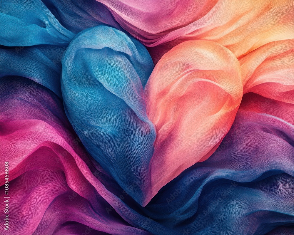 Aufkleber abstract heart vivid unity of merging shapes, symbolizing trust and deep connection a vibrant, color