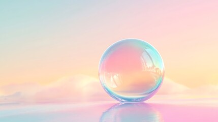 A single soap bubble floating in the air colorful gradient background