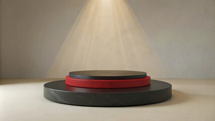 Red Podium with Spotlight: A Simple Design Ideal for Branding and Product Display