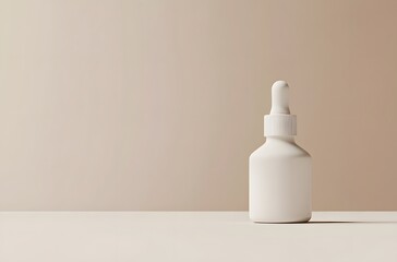 White Dropper Bottle on Neutral Background