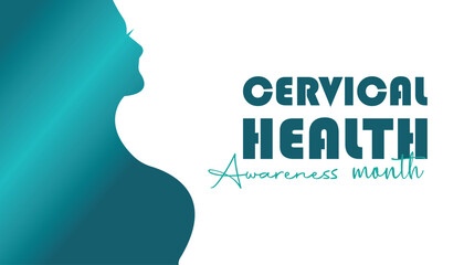 Cervical Health Awareness Month observed each year during January. Healthcare Medical Awareness  concept. Vector template for banner, greeting card, poster with background.