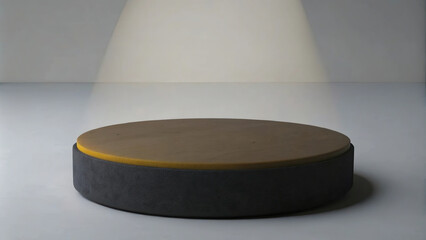 Warm lighting and a layered podium design make this space perfect for presentations.