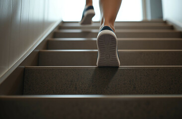 going up stairs, taking steps up, motivation, climbing the stairs
