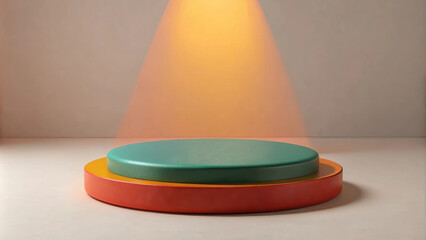 Red Podium with Spotlight: A Simple Design Ideal for Branding and Product Display