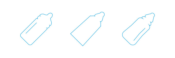 baby bottle icon Flat art in outline set