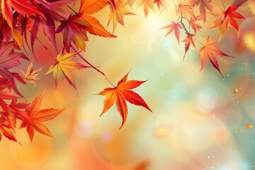 Orange fall leaves in park, autumn natural background. Neural network ai generated art