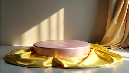 Warm lighting and a layered podium design make this space perfect for presentations.