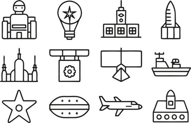 travel icons set