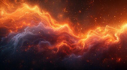 Fototapeta premium Abstract fiery nebula, cosmic energy swirls.