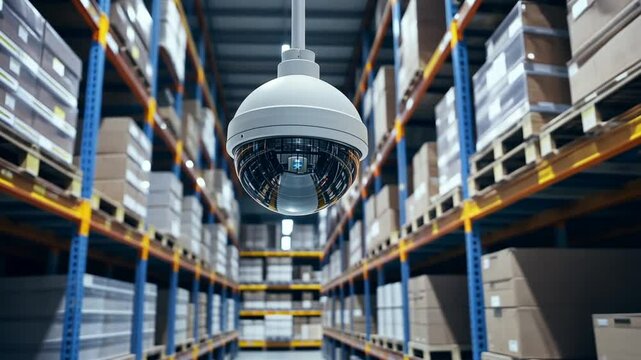 CCTV cameras in the warehouse security concept