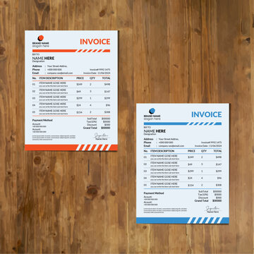 Modern & clean invoice template vector layout, Business invoice, Semple invoice, Minimal Invoice design