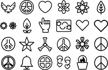 set of icons with flowers