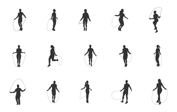 Jumping rope svg, Jumping rope silhouette, Jump rope skipping silhouette, Jump rope skipping svg, Jumping rope vector bundle.