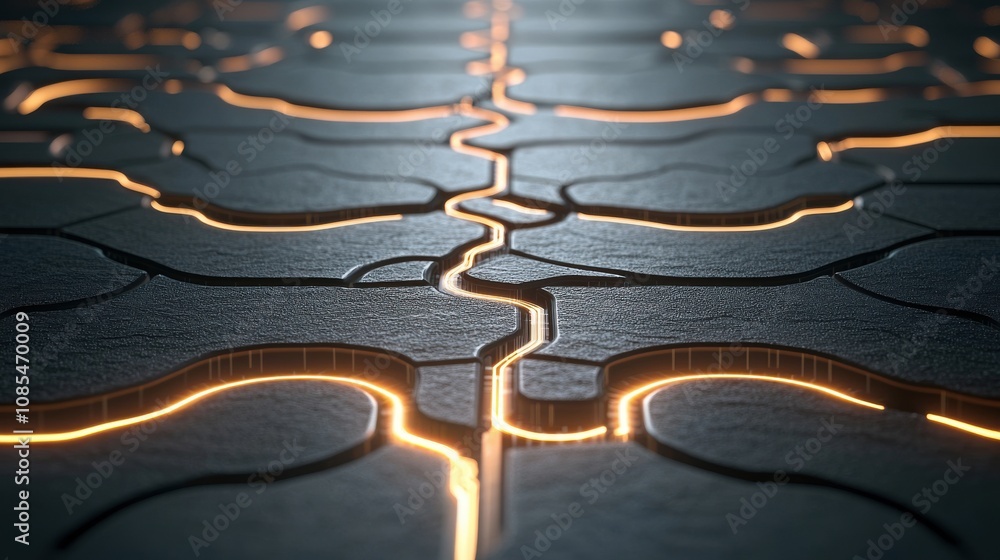Poster abstract close-up of a textured surface with glowing lines, showcasing the intricate design and patt