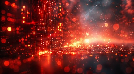 Fototapeta premium Abstract red and black bokeh background.