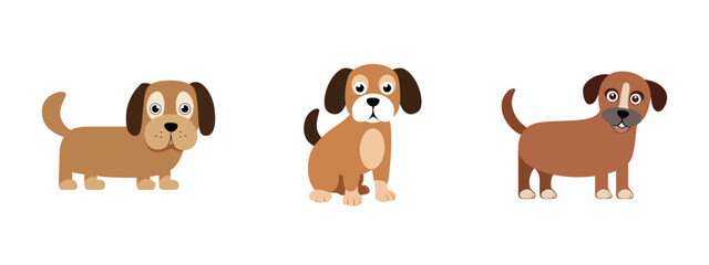 Minimalist Flat Vector Dog Illustration on White Background, Simple Stylized Design, Bold Colors, Clean Aesthetic
