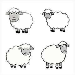 Minimalist Flat Vector Sheep Illustration on White Background, Simple Stylized Design, Cute, Bold Colors, Clean Aesthetic