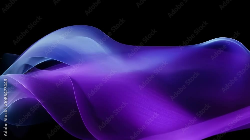Poster motion animation of 3d neon purple and violet flowing light rays waves lines on black background. di