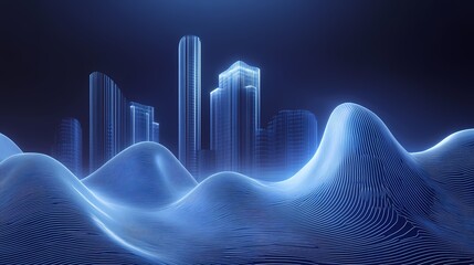 Digital technology blue abstract building city poster background