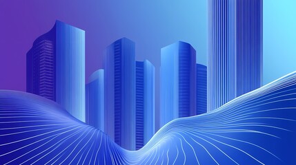 Digital technology blue abstract building city poster background