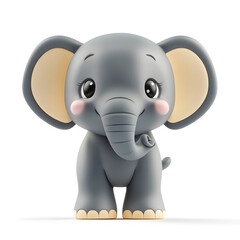 Fototapeta premium 3d rendering cute baby elephant on white background