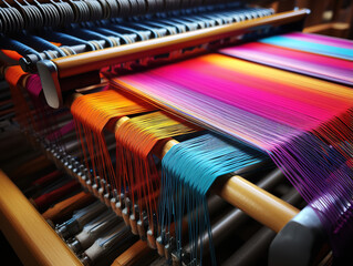 Excellent Person working in an embroidery workshop