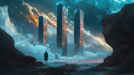 Expand your awareness beyond the confines of time and space, transcending the limitations of the physical realm. merge with the infinite essence of the universe. Infinite. Illustration