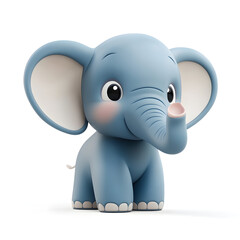 Fototapeta premium 3d rendering cute baby elephant on white background