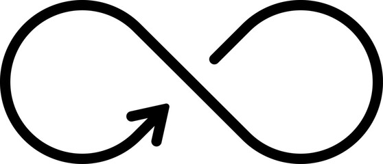 Infinity arrow icon in linear style. 