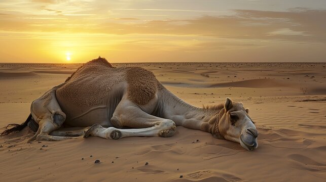 Died Camel of Arab, in desert 