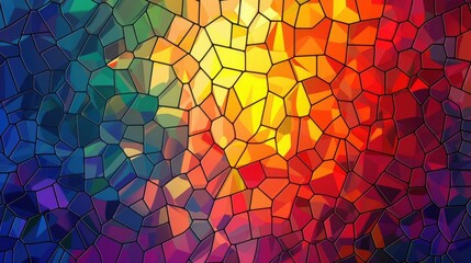 Colorful stained glass mosaic background, 3d rendering illustration. Computer digital drawing.