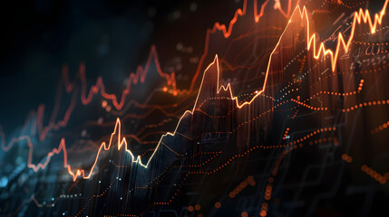 Technical Stock Market Chart with Trend Lines and Indicators