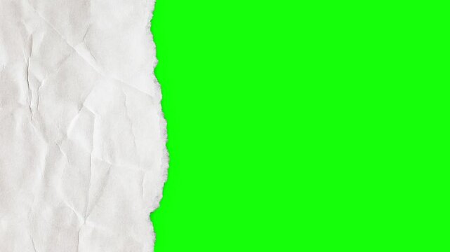 paper green screen from right to left animated background. Abstract Paper Breaking Through effect in chrome key background.