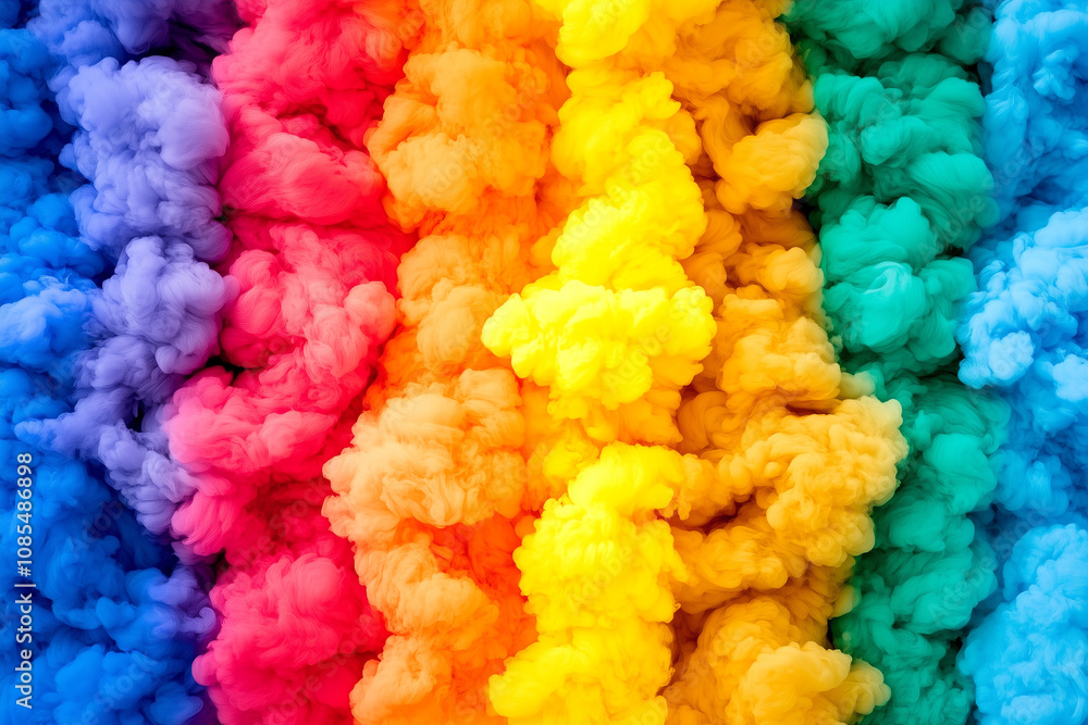 Poster vibrant colorful explosion of smoke in rainbow hues creating a striking visual display perfect for a