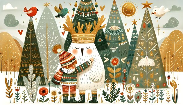 "Abrazos de Navidad en el Bosque Invernal"