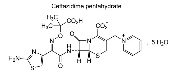 Chemical structure of ceftazidime pentahydrate, drug substance