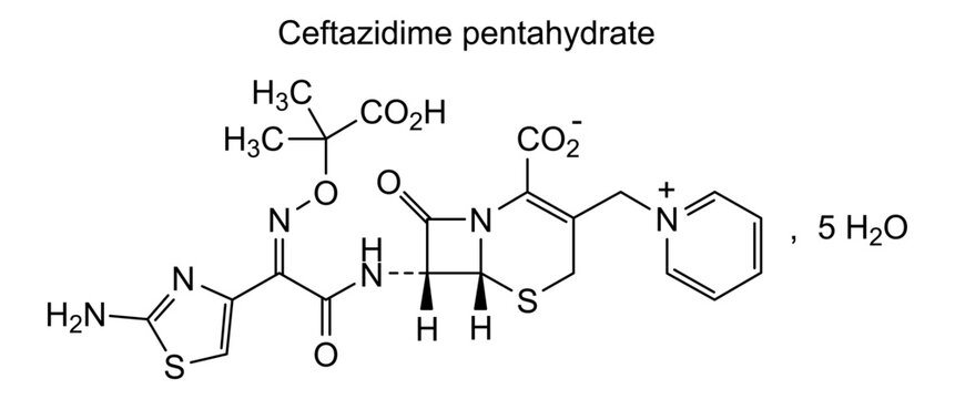 Chemical structure of ceftazidime pentahydrate, drug substance