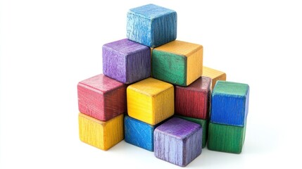 Fototapeta premium Colorful Wooden Blocks Stacked in a Pyramid